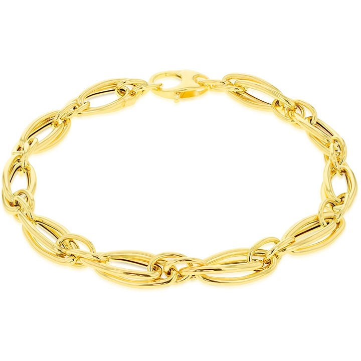 Be You Women's Gold 9Ct Double Oval Twisted Curb Bracelet in Size 7.5in, Sports Direct