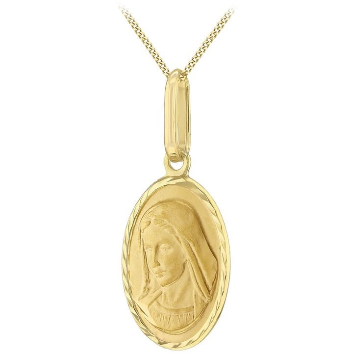 Be You  Gold 9Ct Holy Mary Oval Necklace, Sports Direct