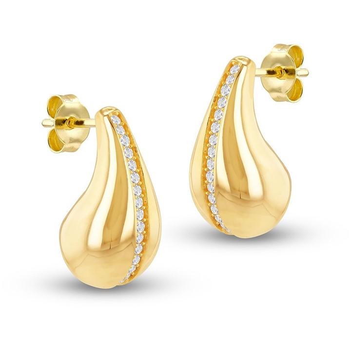Be You Women's Gold 9Ct Cz Teardrop Stud Earring, Sports Direct