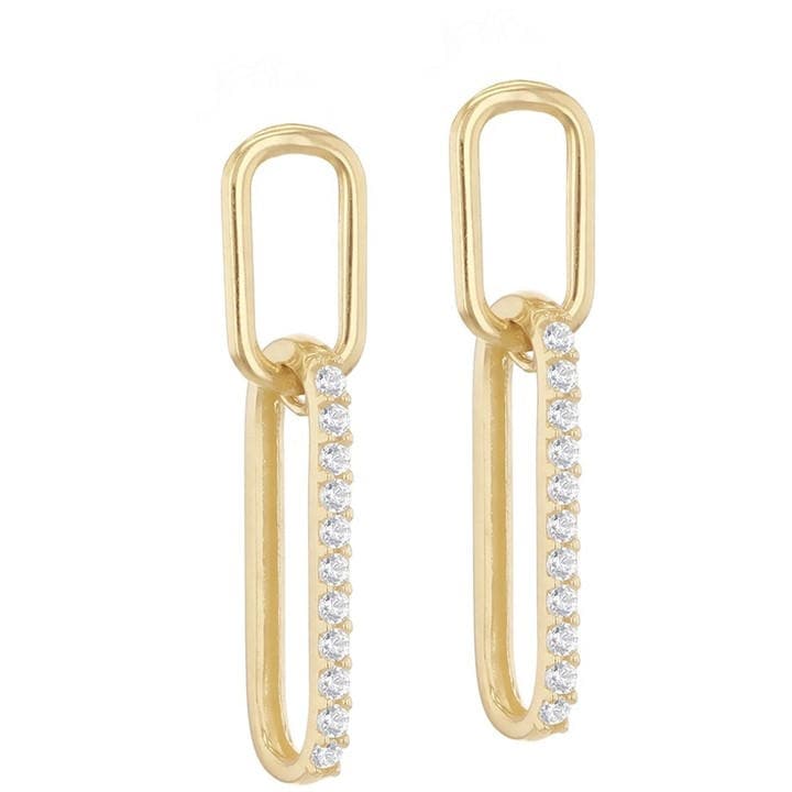 Be You Women's Gold 9Ct Cz Oval Drop Earrings, Sports Direct