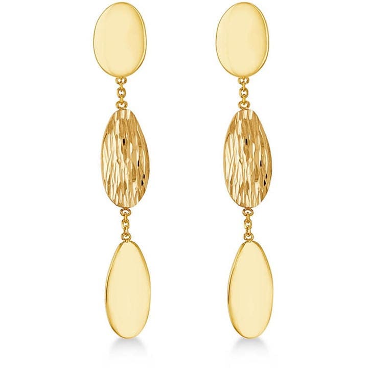 Be You Women's Gold 9Ct Polished And Satin Stud Drop Earrings, Sports Direct