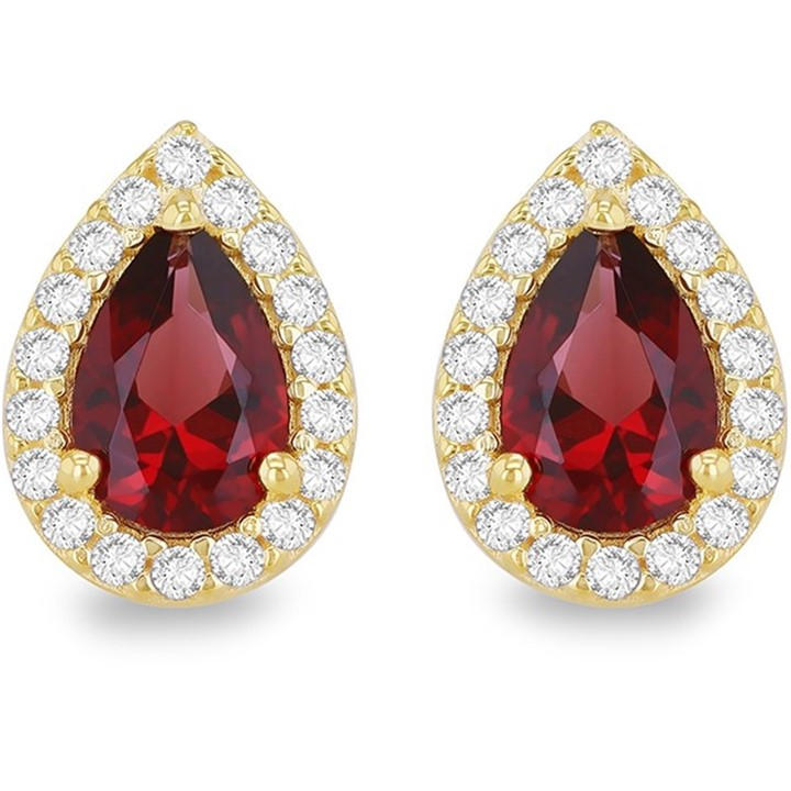 Be You Women's Gold 9Ct Pear Shaped Cz Halo Stud Earrings, Sports Direct