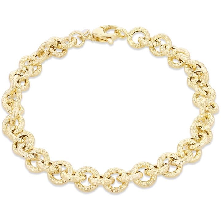 Be You Women's Gold 9Ct Textured Belcher Link Bracelet in Size 7.5in, Sports Direct