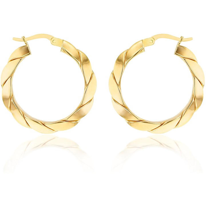 Be You Women's Gold 9Ct Twisted Creole Earring, Sports Direct