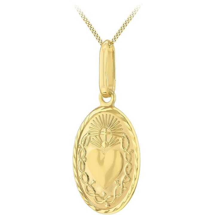 Be You  Gold 9Ct Sacred Heart Oval Necklace, Sports Direct