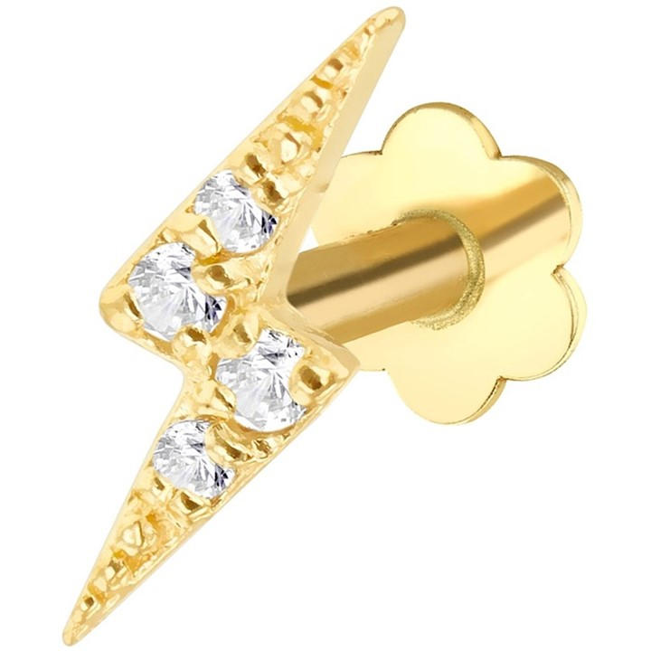 Be You Women's Gold 9Ct Thunder With Czs Labret Stud, Sports Direct