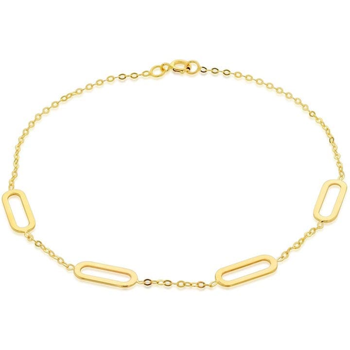 Be You Women's Gold 9Ct Paperclip Station Bracelet in Size 7.5in, Sports Direct