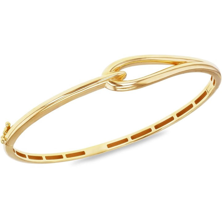 Be You Women's Gold 9Ct Hook Knot Oval Bangle, Sports Direct