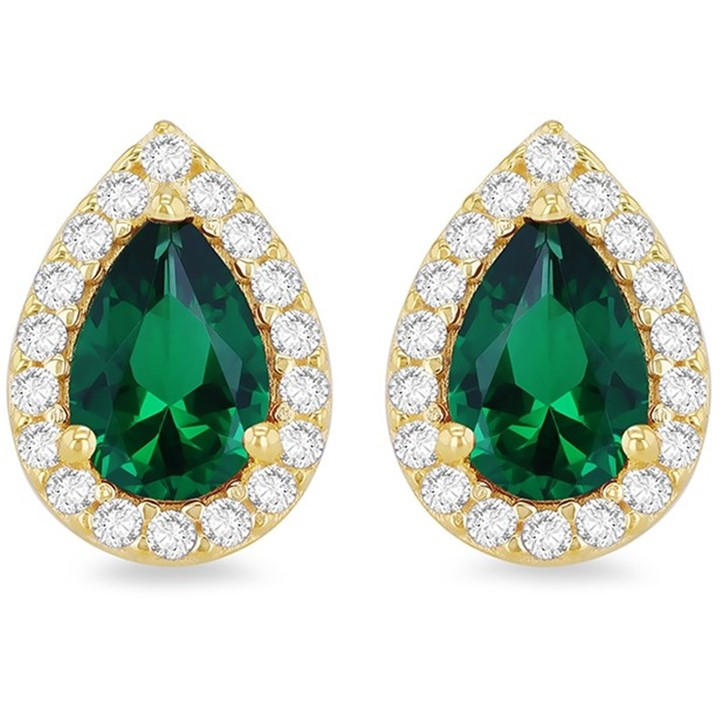 Be You Women's Gold 9Ct Pear Shaped Cz Halo Stud Earrings, Sports Direct