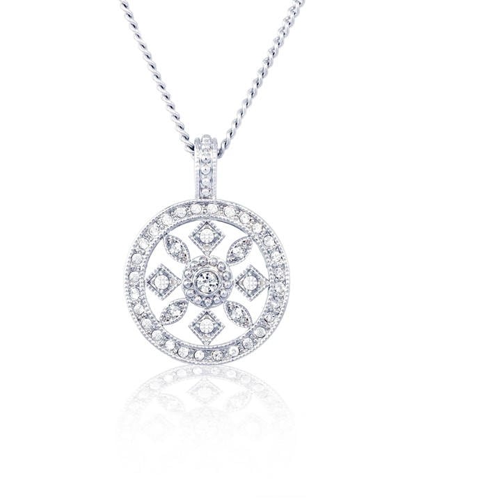 Espree Women's Silver Elite Fashion Round Crystal Pendan, Sports Direct