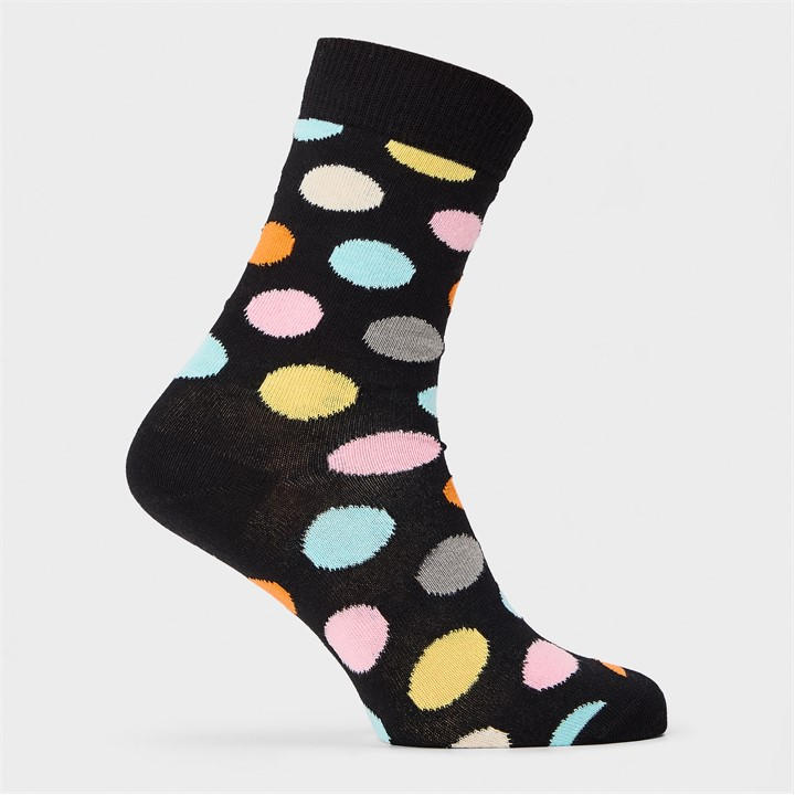 Happy Socks  Black Big Dot Pop in Size 4 -8, Sports Direct