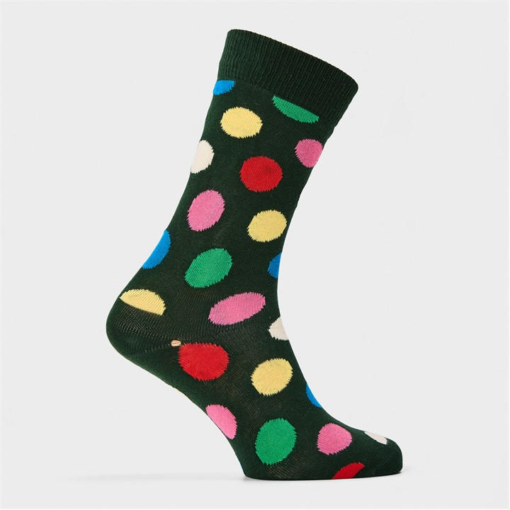Happy Socks  Green Big Dot Pop in Size 4 -8, Sports Direct