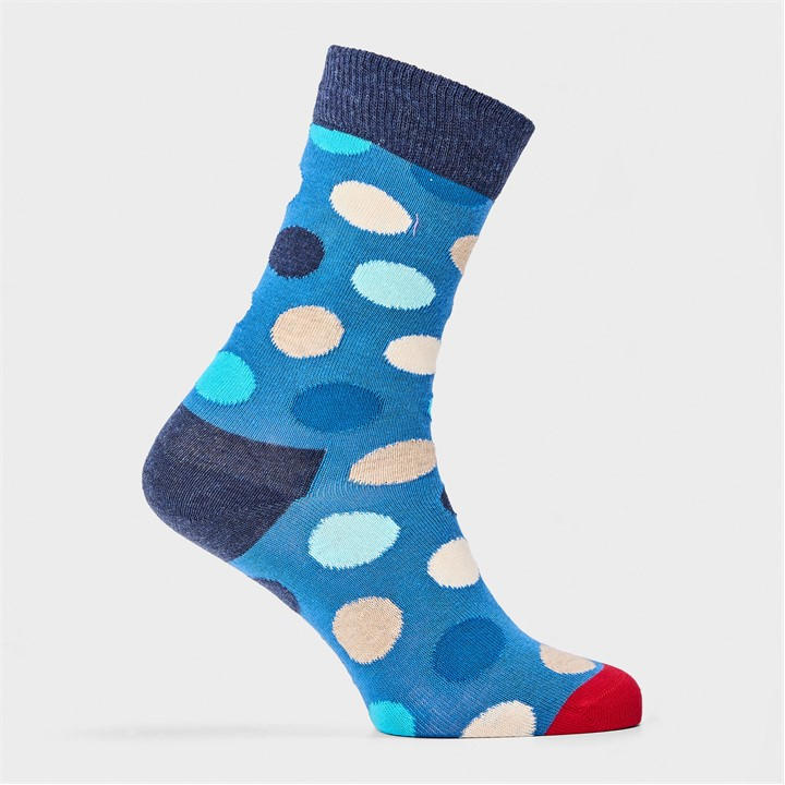 Happy Socks  Blue Big Dot Pop in Size 4 -8, Sports Direct