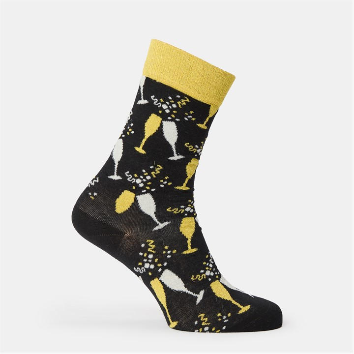 Happy Socks  Black Cheers Pop in Size 4 -8, Sports Direct