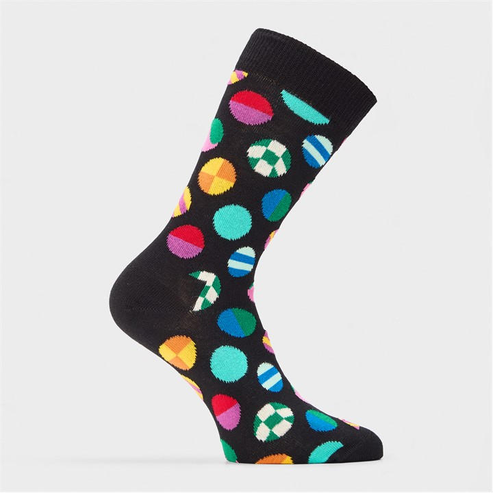 Happy Socks  Black Clashing Dot Pop in Size 4 -8, Sports Direct
