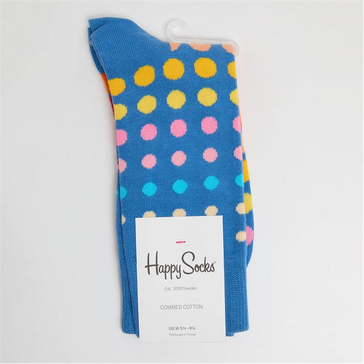 Happy Socks  Blue Disco Dot Pop in Size 4 -8, Sports Direct