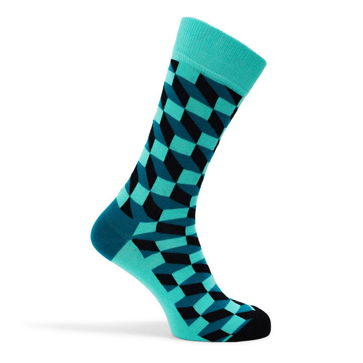 Happy Socks  Blue Filled Optic Pattern Pop in Size 7 - 11, Sports Direct