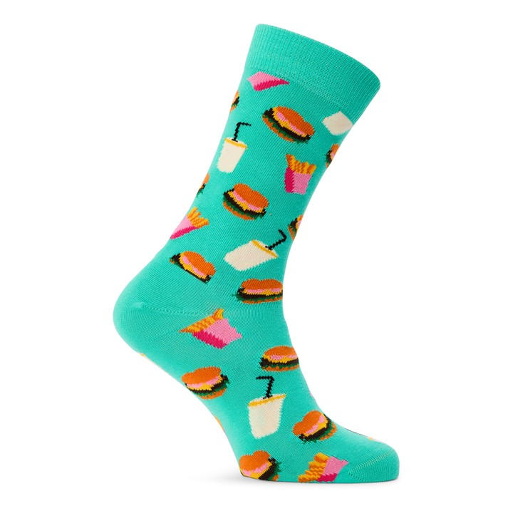 Happy Socks  Blue Hamburger Pop in Size 4 -8, Sports Direct