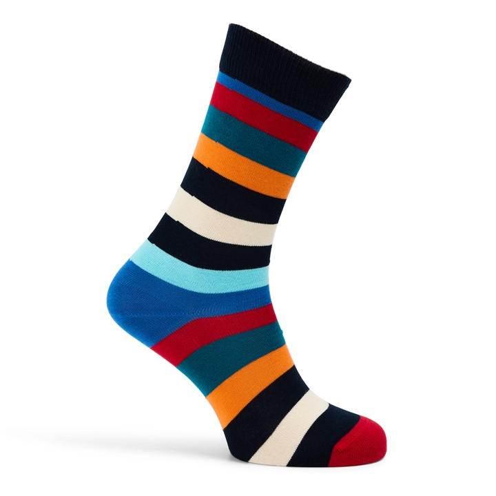 Happy Socks  Black Striped Pop in Size 4 -8, Sports Direct