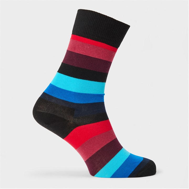 Happy Socks  Black Striped Pop in Size 4 -8, Sports Direct