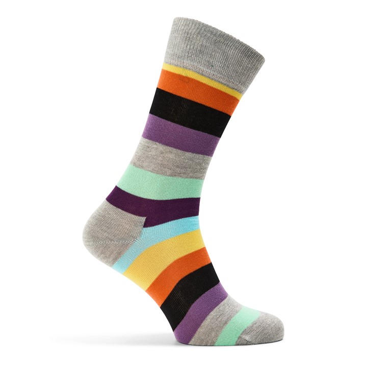 Happy Socks  Grey Stripe Pop in Size 4 -8, Sports Direct