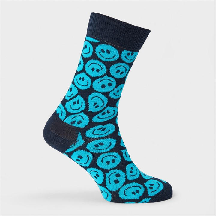 Happy Socks  Blue Twistd Smile Pop in Size 4 -8, Sports Direct
