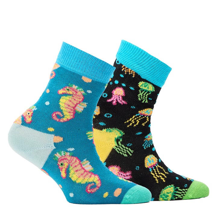 Happy Socks  Kids Blue Sea Hours Sock Pop in Size C0 - C2, Sports Direct