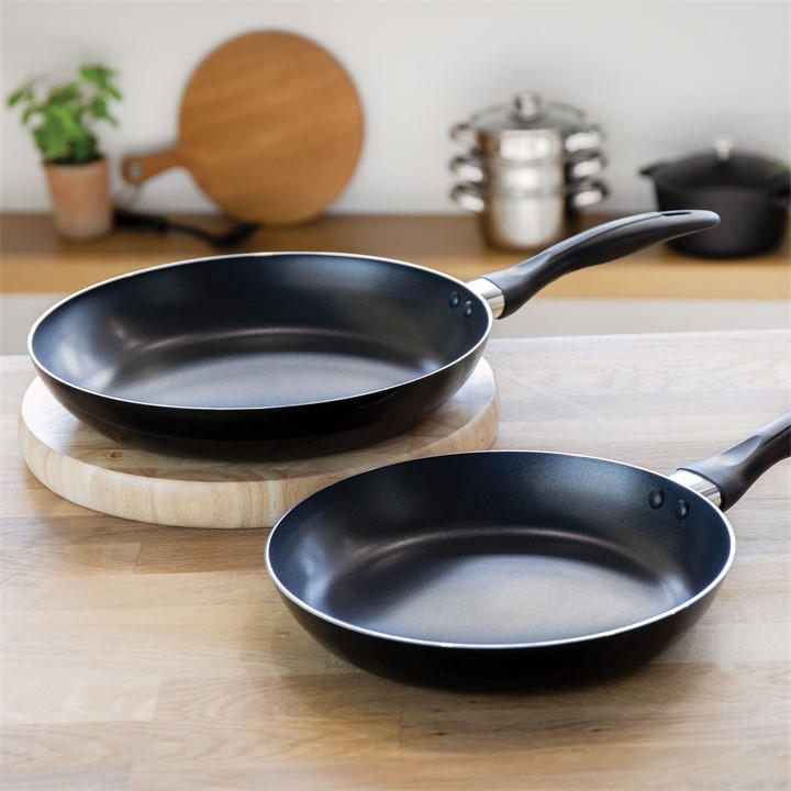 Rackhams Black Non-Stick Aluminium Frying Pan Set, 28Cm And 24Cm - Aluminium - Frying Pan - Image 6