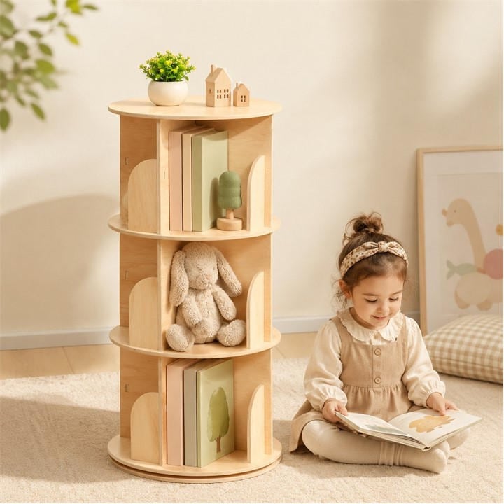 Tooky Toy  Kids White Tooky Rotating Bookshelf, Sports Direct