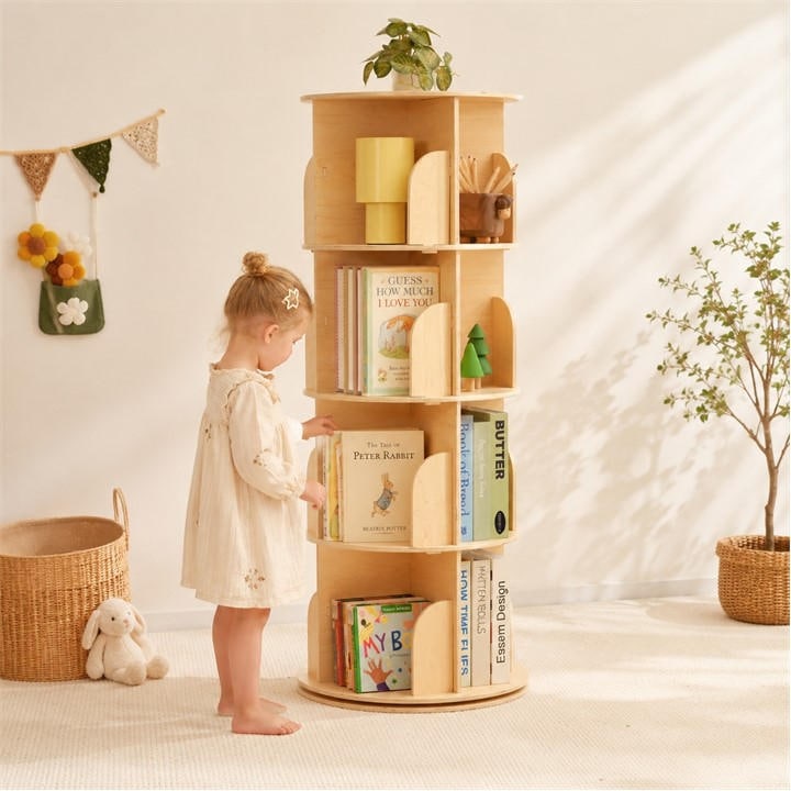 Tooky Toy  Kids White Rotating Bookshelf, Sports Direct