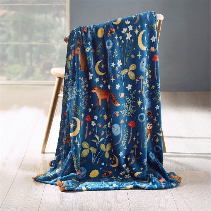 Catherine Lansfield Unisex Blue Enchanted Twilight Cosy Fleece Blanket Throw