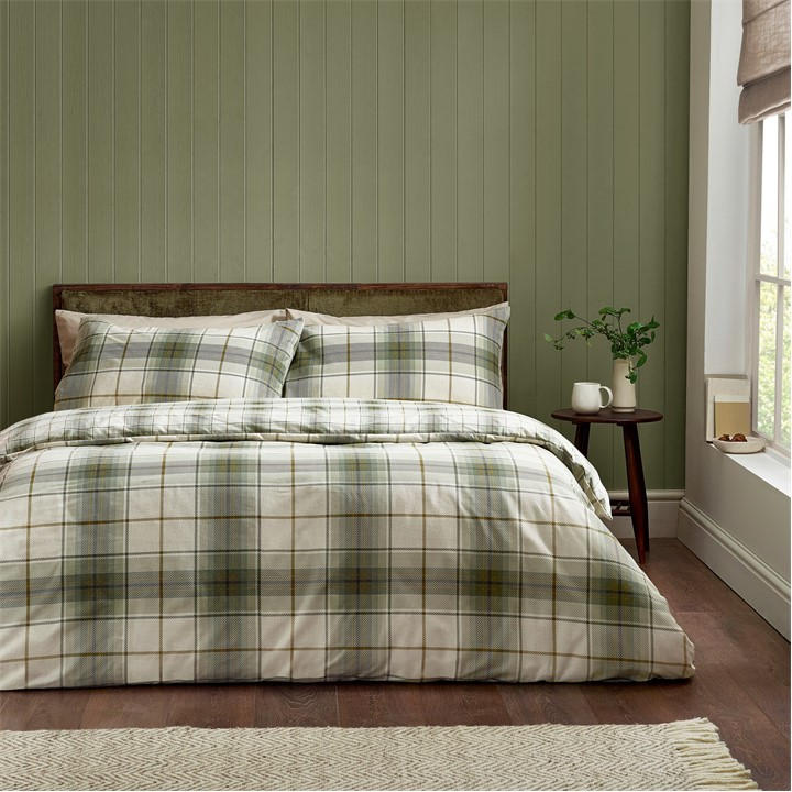 Catherine Lansfield Men's Green Cl Brushed Troon Check Duvet Set - Image 7