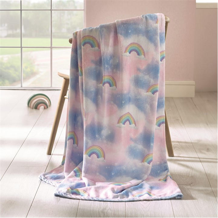 Catherine Lansfield Unisex Pink Candy Unicorn Cosy Fleece Blanket Throw
