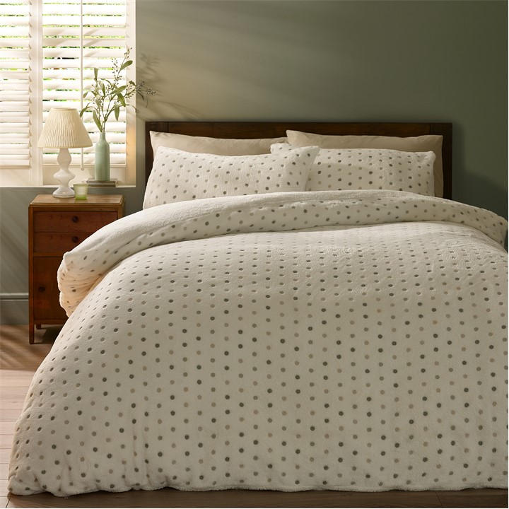 Catherine Lansfield Unisex Cream Cosy Spot Duvet Cover Set In | Size: Single - Image 5