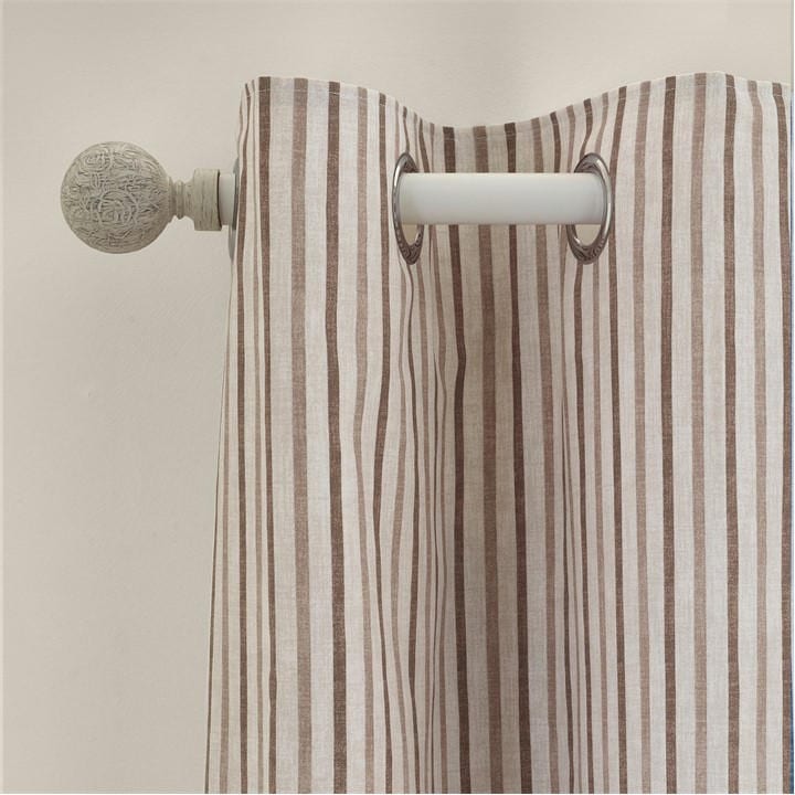 Catherine Lansfield  Beige Logan Stripe Lined Eyelet Curtains Blue, Sports Direct