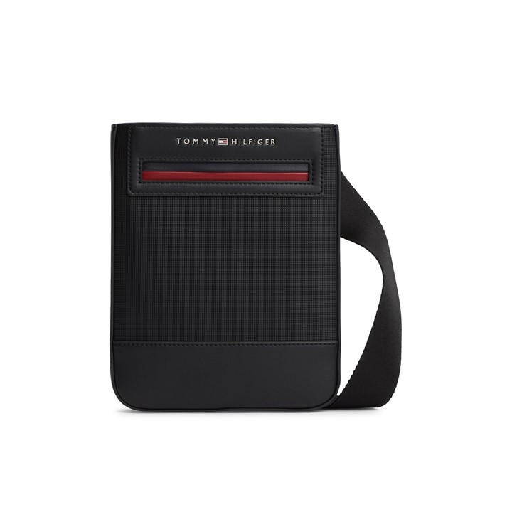 Tommy Hilfiger Men's Black Foundation Metal Logo Crossbody Bag, Sports Direct