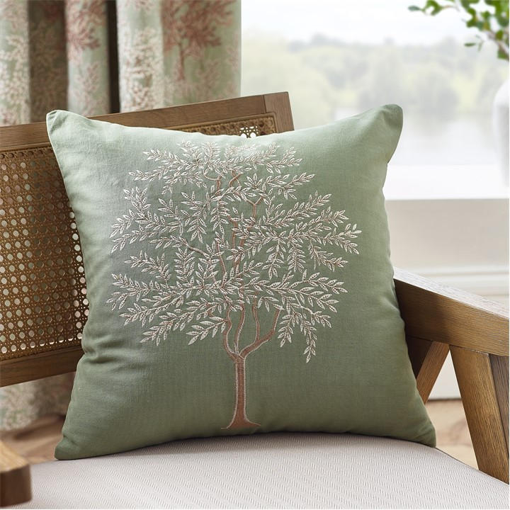 Catherine Lansfield  Green Woodland Trees Embroidered Cushion in Size 45x45cm, Sports Direct