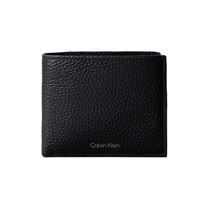 Calvin Klein Men's Black Foil Embossed Logo Leather Wallet With Coin Pouch, Sports Direct
