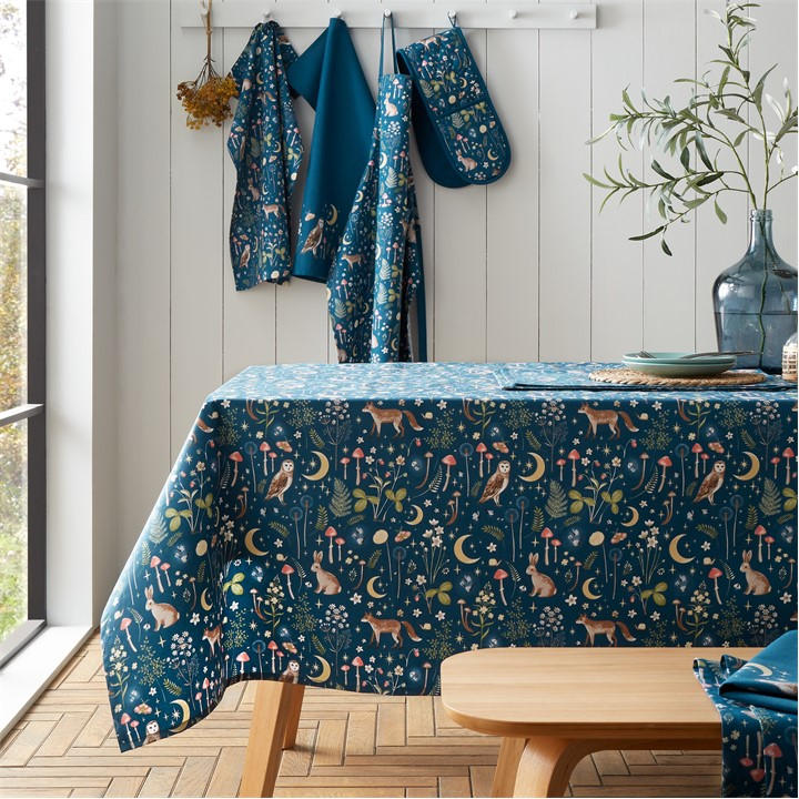 Catherine Lansfield Navy 'Enchanted Twilight Animals' Cotton Table Cloth In | Size: 137Cm X 178Cm - Image 6