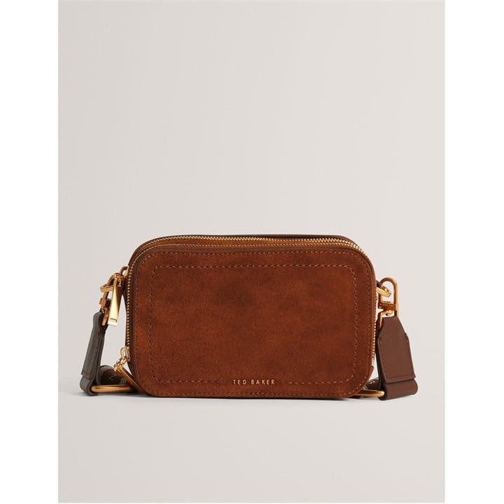 Ted Baker Women's Brown Suede Camera Crossbody Bag, Sports Direct
