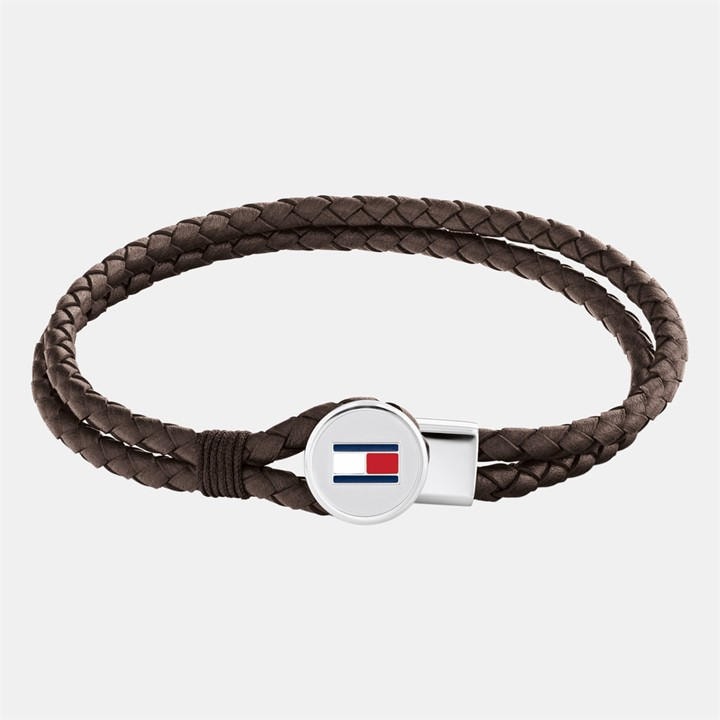 Tommy Hilfiger Men's Brown ’S Braided Leather Bracelet, Sports Direct
