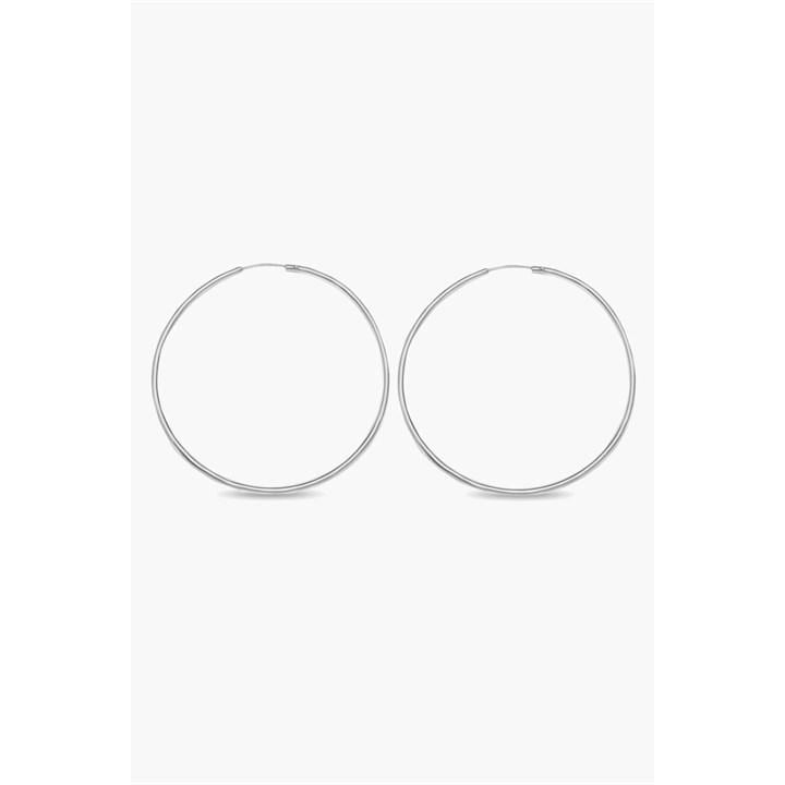 Be You Women's Silver Sterling 50Mm Hoop Earrings, Sports Direct
