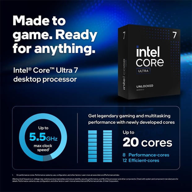Black - Intel - Core Ultra 7 265K 20 Core/20 Thread CPU