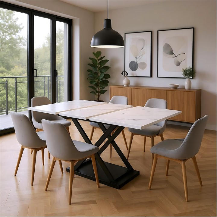Urban Meuble  White Modern Wood Dining Table Stylish Design, Sports Direct