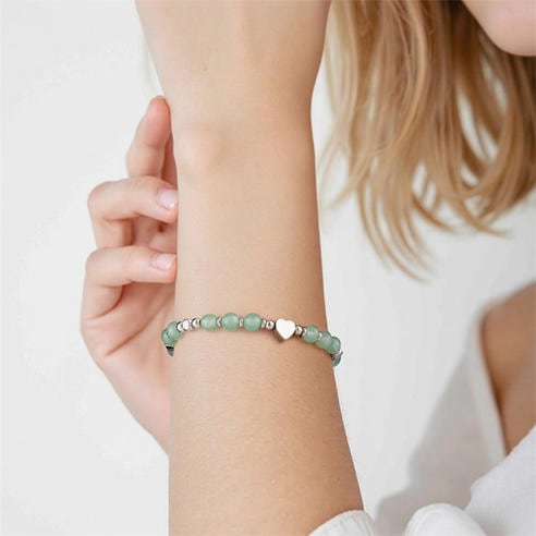 SHEONLY - Stainless Steel Beaded Adjustable Heart Bracelet