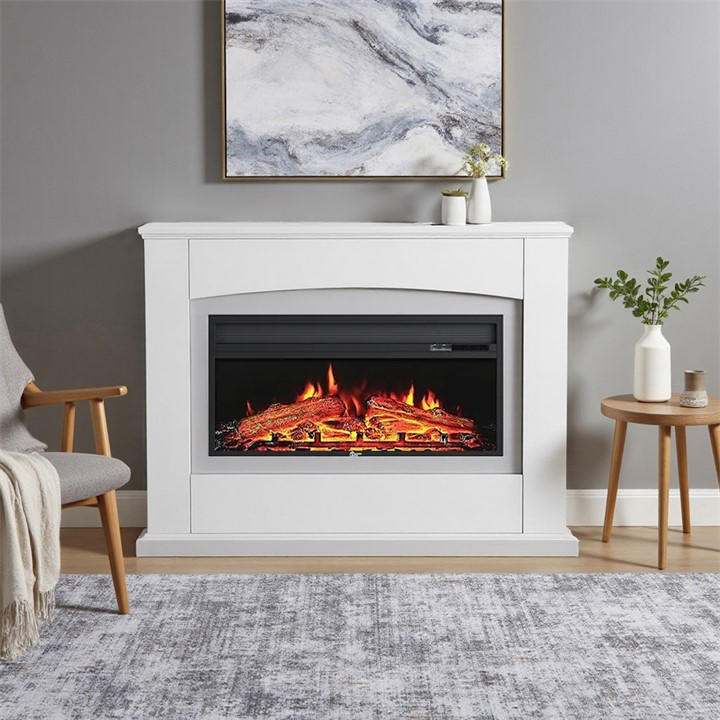 Kabinet Uk  White Electric Fireplace Mantel With -Color Flames, Sports Direct