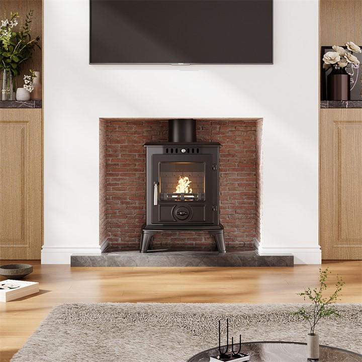 Kabinet Uk  Black High Efficiency Wood Burning Stove Fireplace, Sports Direct
