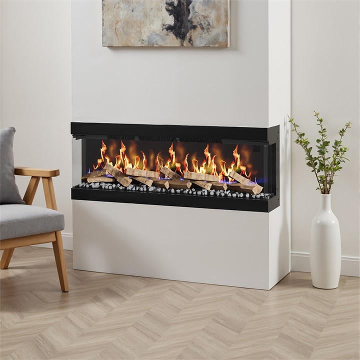 Kabinet Uk  Black 50Inch 3-Sided Smart Electric Fireplace, Sports Direct