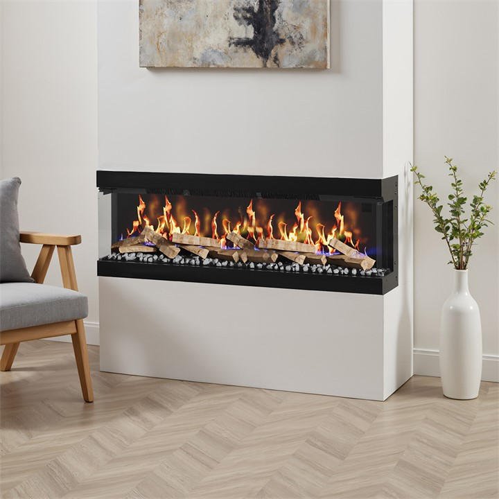 Kabinet Uk  Black 60Inch 3-Sided Smart Electric Fireplace, Sports Direct