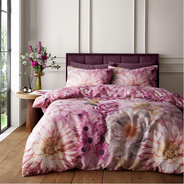Rhs By Catherine Lansfield Unisex Pink Rosemoor Floral So Soft Duvet Cover Set Double